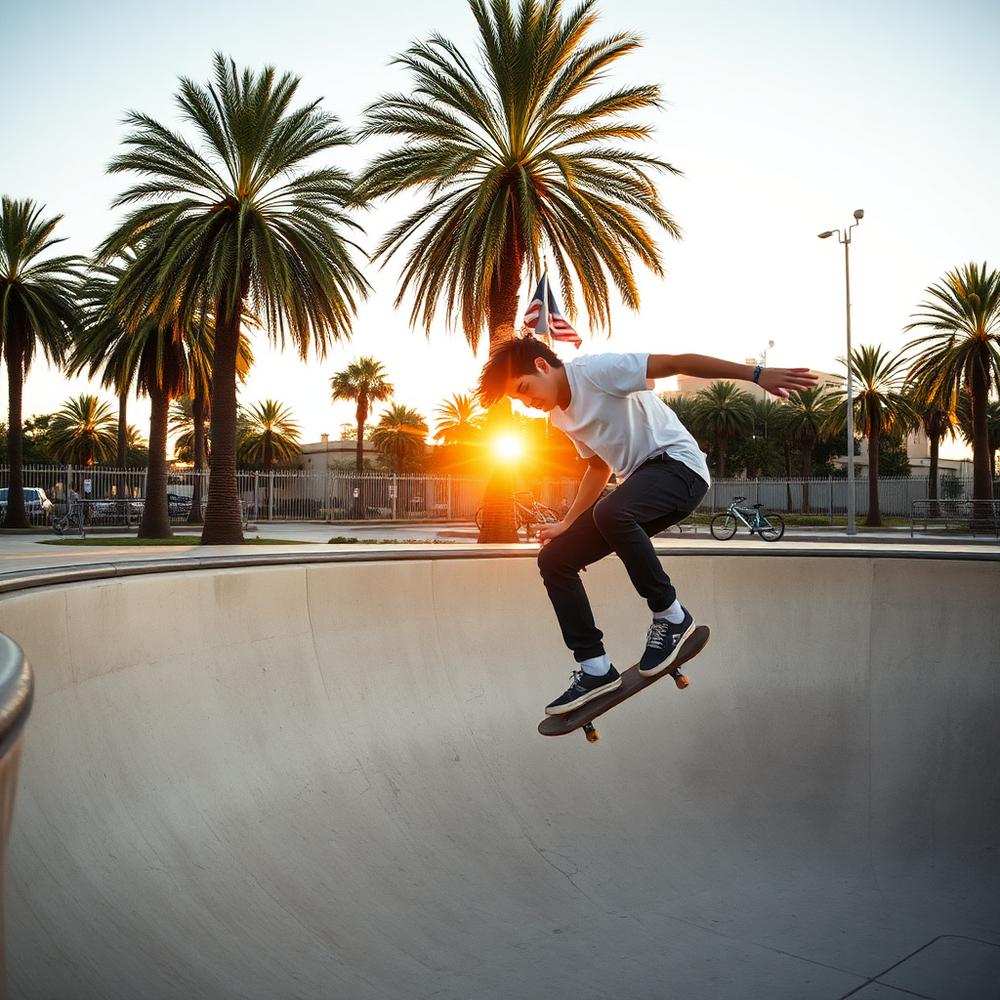 Skater in action at sunset in Morocco